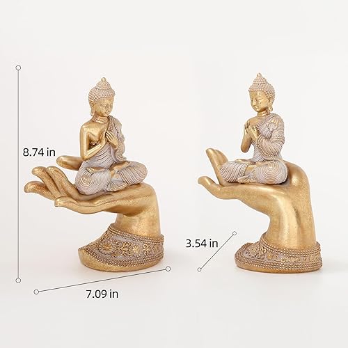 Miniatura 2 de Estatua de Buda para Decoración del Hogar en Oro 8.7" - Estatuas de Buda para Decoración Zen - Estatua de Buda Grande para Decoración Espiritual -