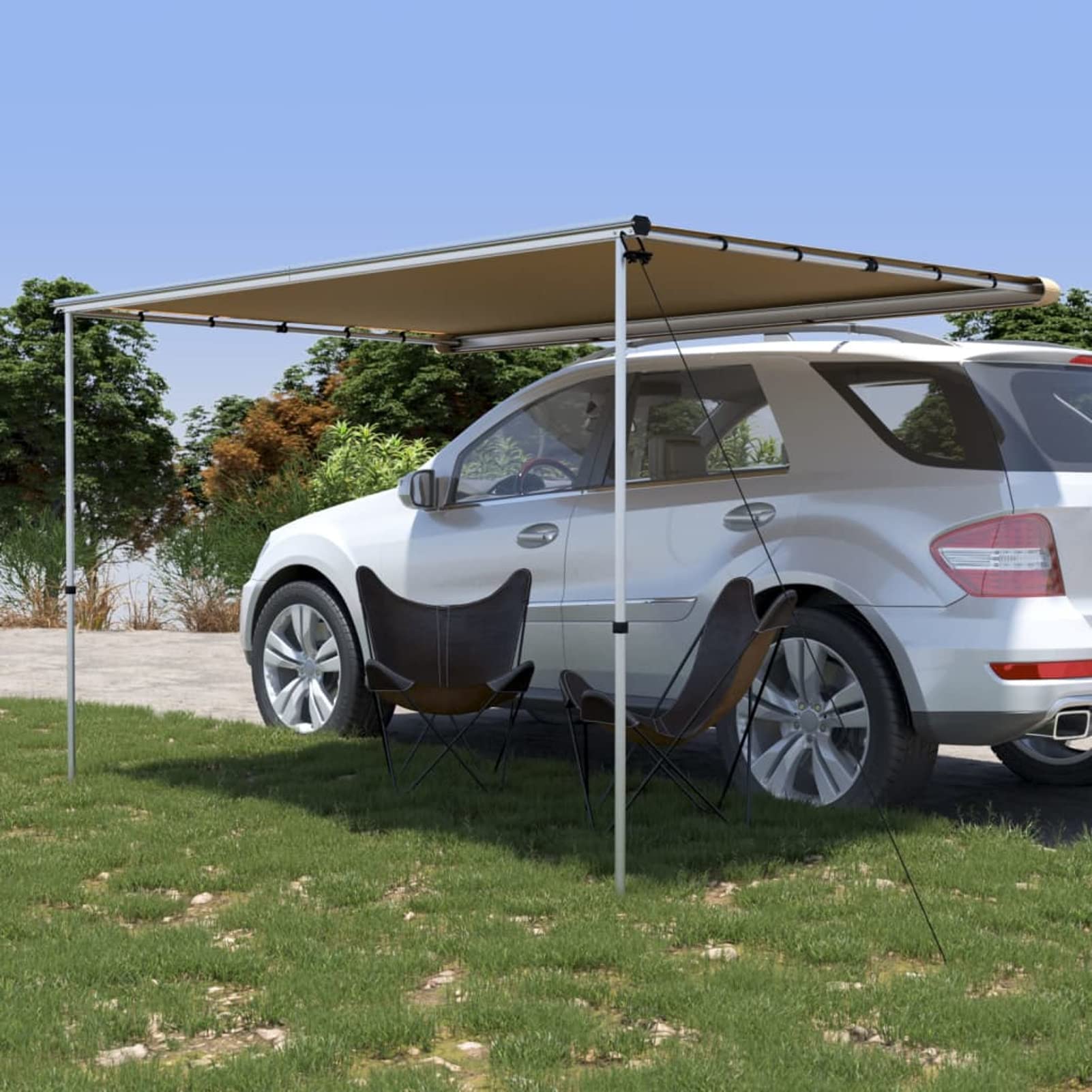 Gecheer Wohnwagen-Markise Balkonmarkise Terrassenmarkise Sonnenmarkise Sonnenschutz Sichtschutz Terrasse Garten Balkon Outdoor-Markise 3x2x2,15 m Beige