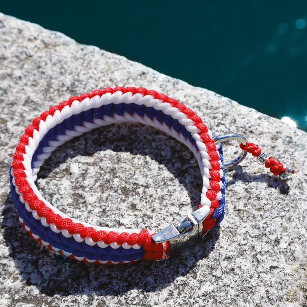 Croci Twine Navy Braided Collar with Silver Charm, 30 cm
