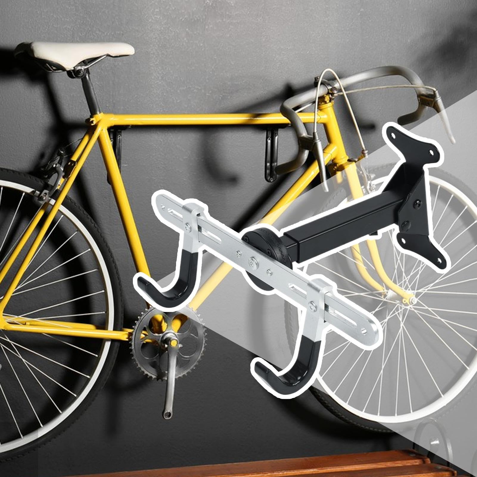 Appendino Per Biciclette Da Parete Supporto Regolabile Robusto | Portabiciclette Verticale Per Il Montaggio A Parete Per Garage Officina Casa Risparmio Spazio Esposizione