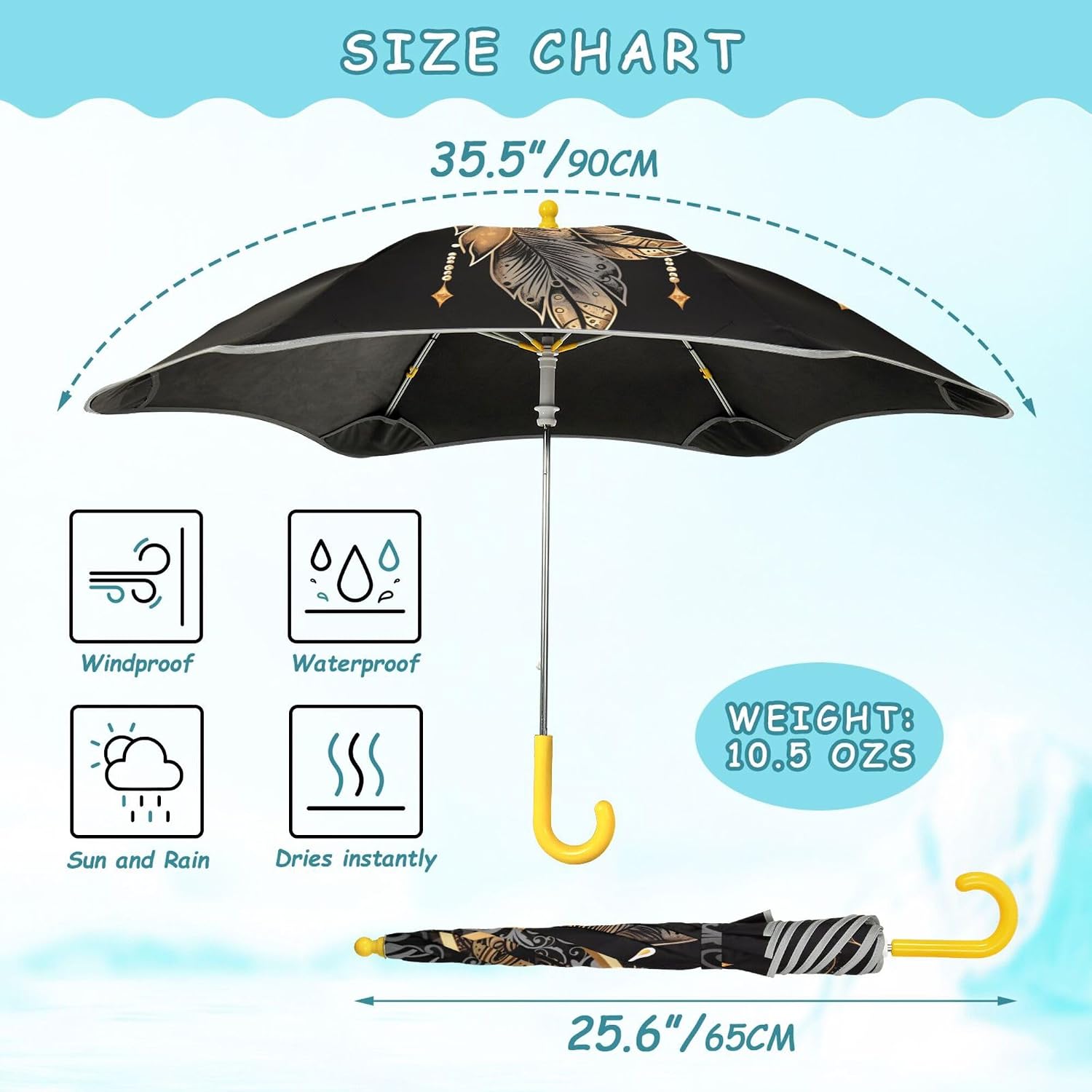 ALAZA Crescent Moon Dreamcatcher Witchy Kids Umbrella for Girls Boys Toddler Children Rain & Sun Umbrella