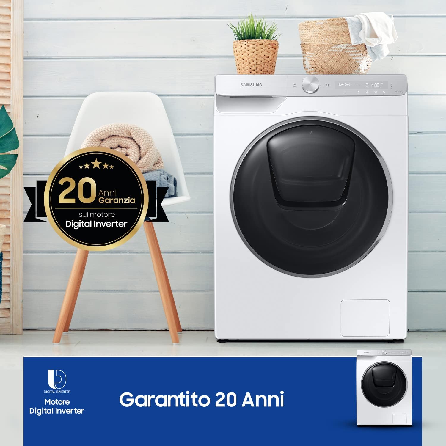 Samsung Lavatrice Ai Control QuickDrive™, WW90T954ASH/S3, Libera Installazione, 9 kg, 1400 RPM, Classe A, WiFi, Vapore, Carica Frontale, 60l x 85h x 60p cm Samsung Lavatrice Ai Control QuickDrive™, WW90T954ASH/S3, Libera Installazione, 9 kg, 1400 RPM, Classe A, WiFi, Vapore, Carica Frontale, 60l x 85h x 60p cm