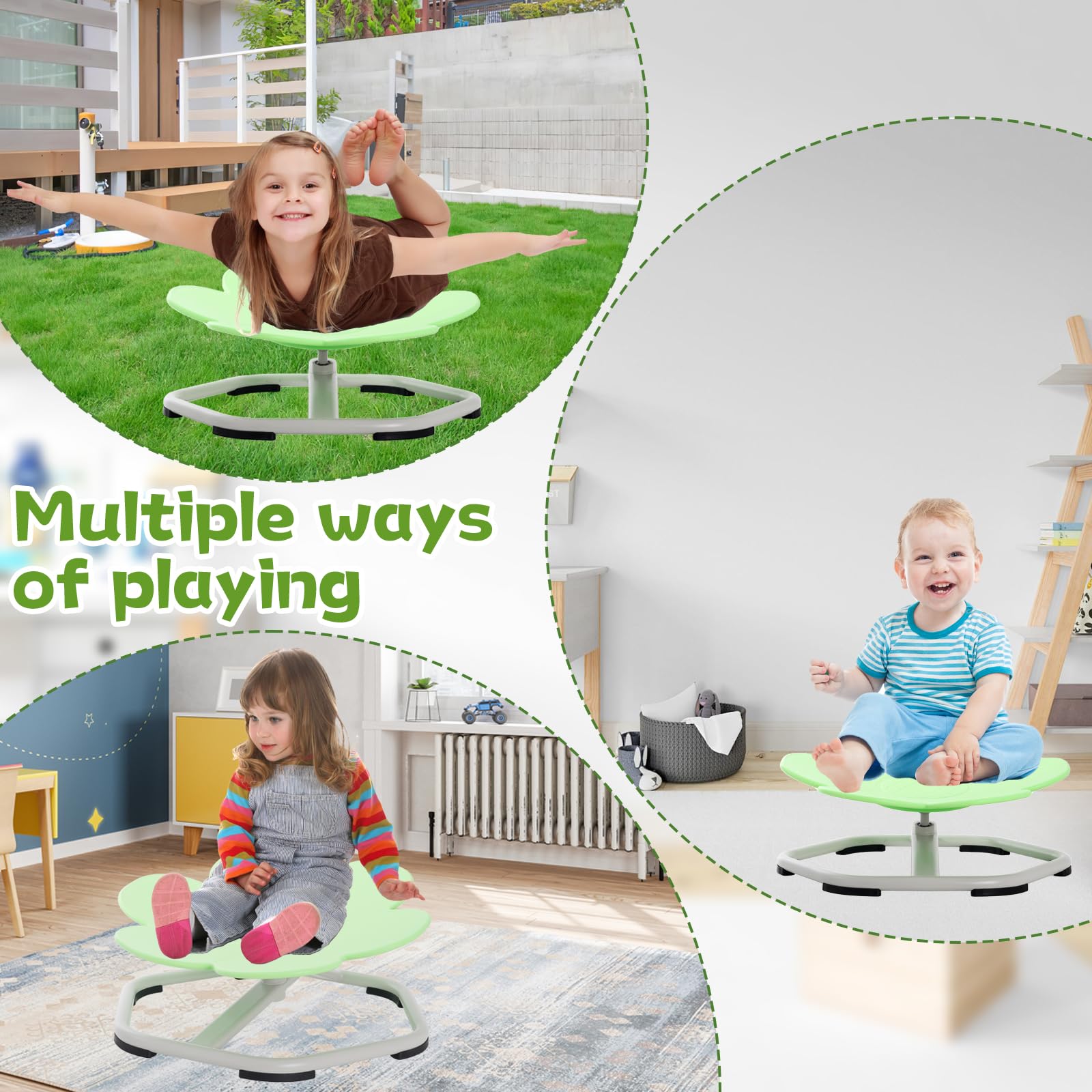 E-Solem Carosello Autismo per Bambini, Sedia Girevole Sensoriale, Coordinazione Fisica ed Equilibrio, Sedia di Equilibrio per Bambini, Base in Metallo Antiscivolo (Arancione
