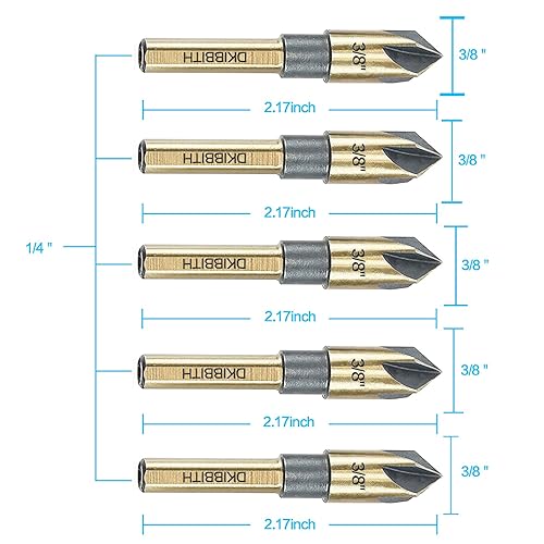 Miniatura 2 de Juego de brocas avellanadas, 5 piezas de acero de alta velocidad de 82 grados 5 flauta de 0.236 in de vástago redondo de 0.236 in, avellanado en