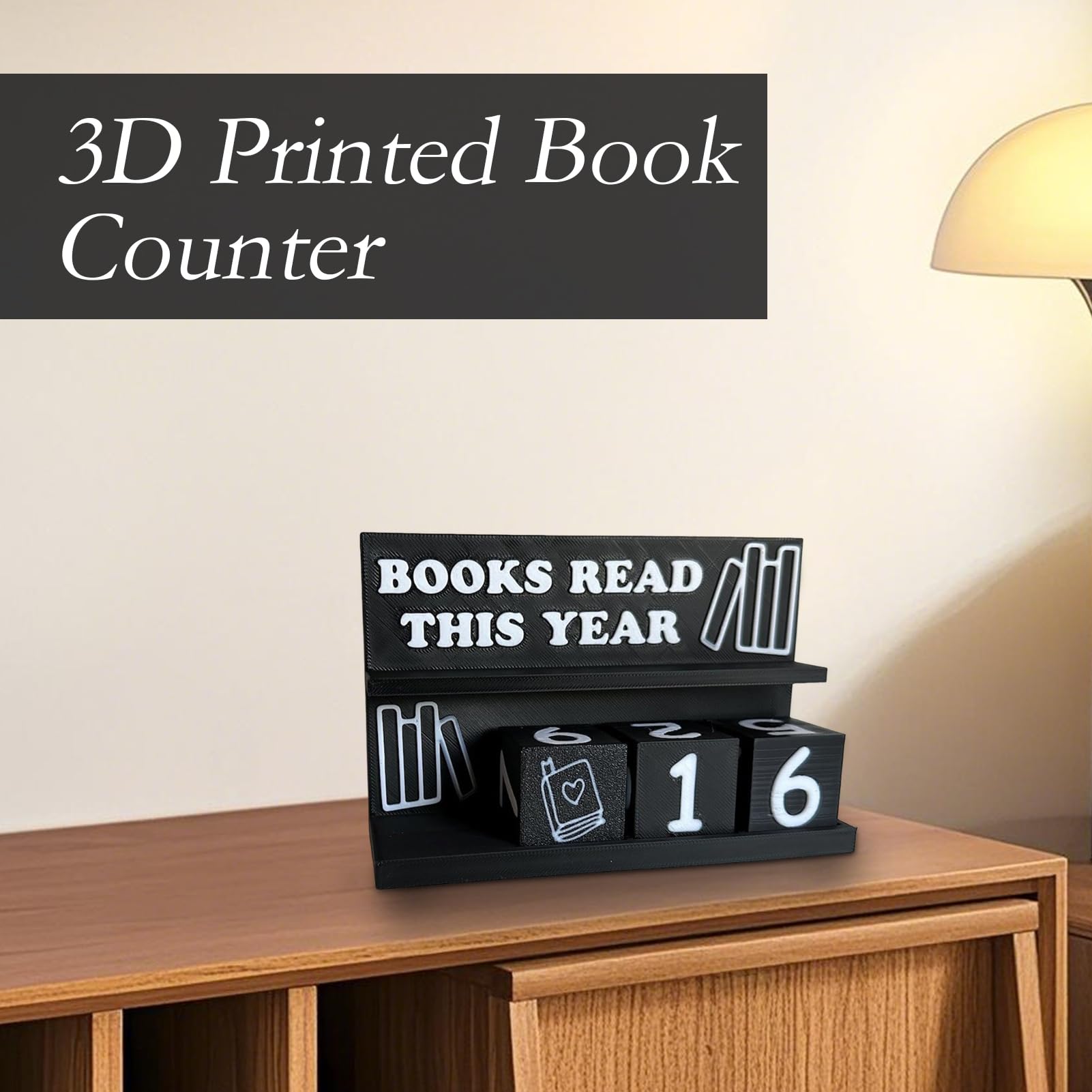 Rastreador de progreso de lectura, contador de libros 3D, 14,5 x 4 x 10 cm, rastreador de desafíos de lectura 3D, contador para libros leídos, diseño de teclado numérico decorativo, ideal para