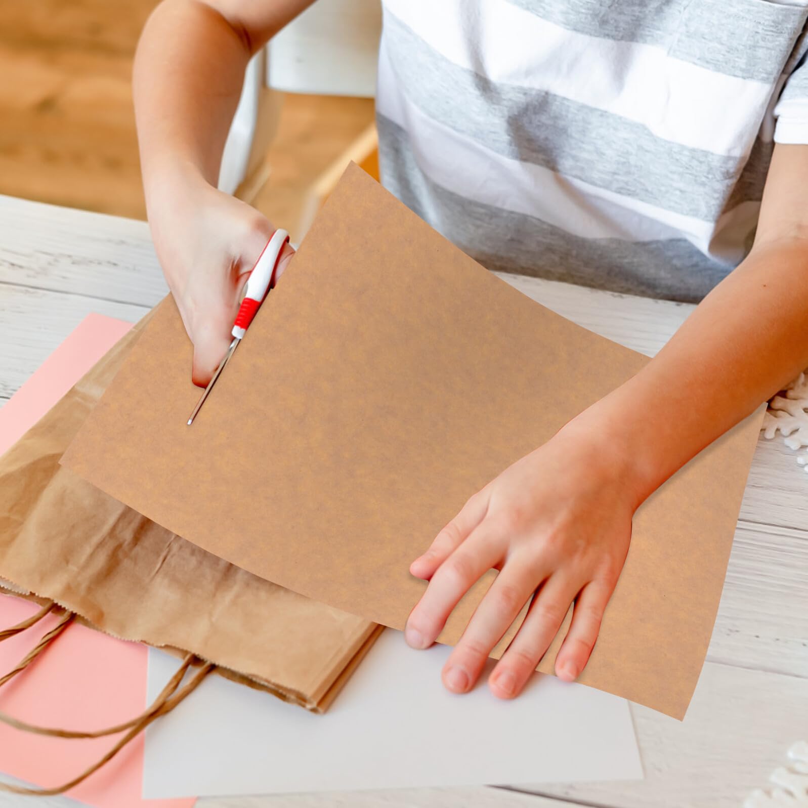 DOITOOL 50fogli Carta Adesiva per Stampante Etichette Adesive in Carta Kraft Stampabili Autoadesive per Adesivi in Kraft