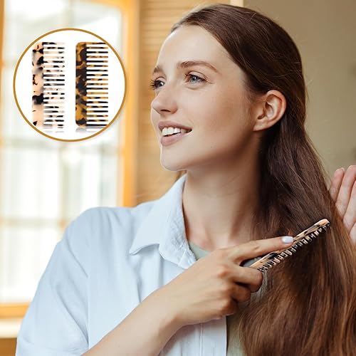 Miniatura 4 de Peine desenredante de cabello grande, paquete de 2 peines de dientes anchos para cabello grueso y rizado ondulado, peine desenredante de cabello
