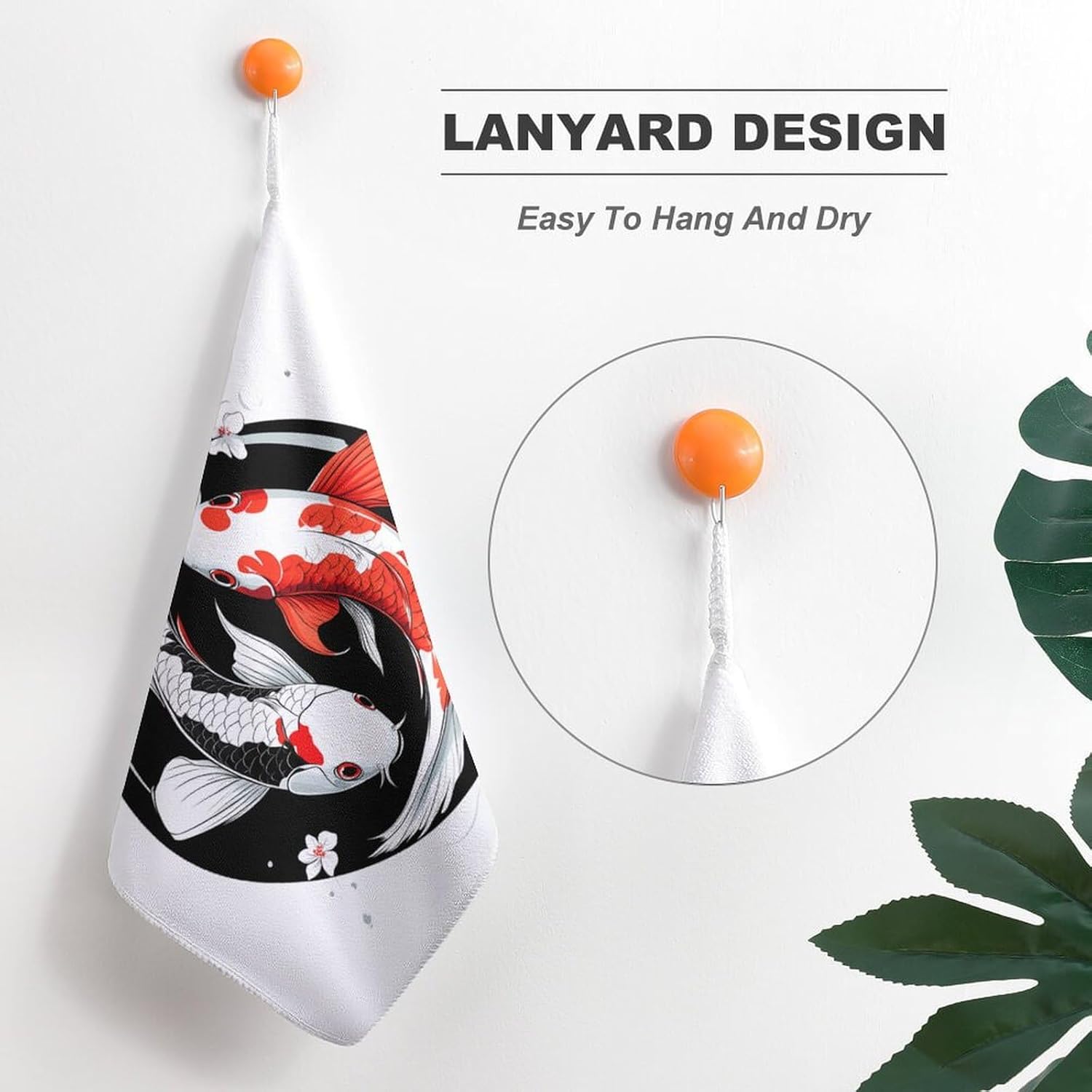 Yin-Yang Japanese Fish Towel Hand Towels Decorative Towel for Bathroom Kitchen Shower Gym 4PCS