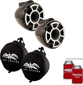 Wet Sounds REV 8 X Mount Tower Speakers with Wet Sounds Suitz Speaker Covers - Black