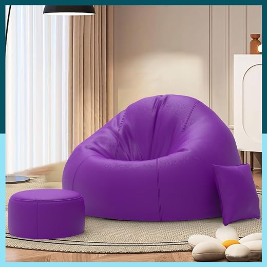 Biggie Bean Bag with Beans Filled 4XL Bean Bag Sofa with Free Cushion and Footrest - Official : ZenZephyr Combo (Matching 