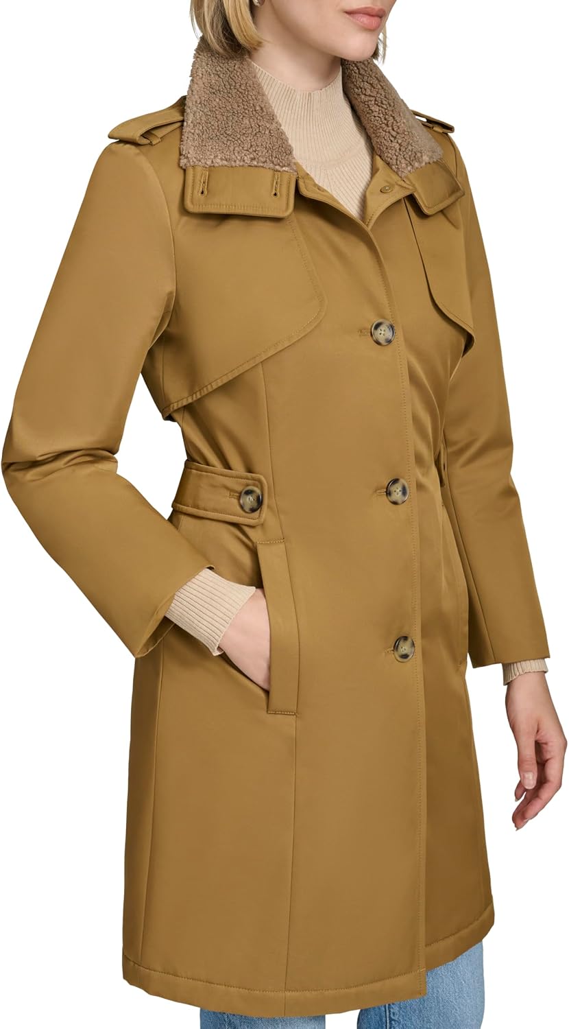 Andrew Marc Women's Classic Transitional Water-resistant Insulated Trench Coat