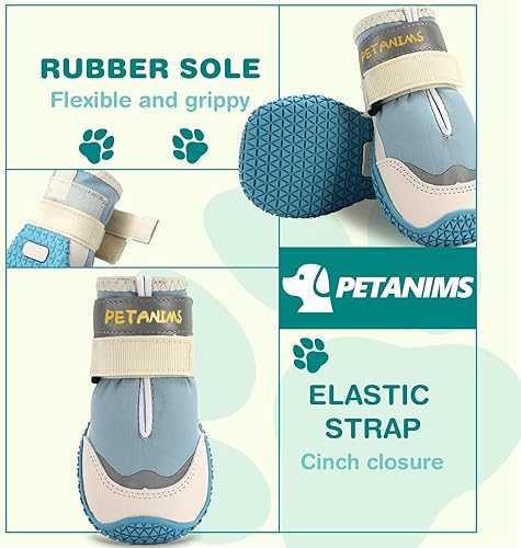 Miniatura 10 de Petanim - Botas de invierno para perros grandes, zapatos impermeables para perros medianos, botas y protectores de patas, botas de nieve para perros
