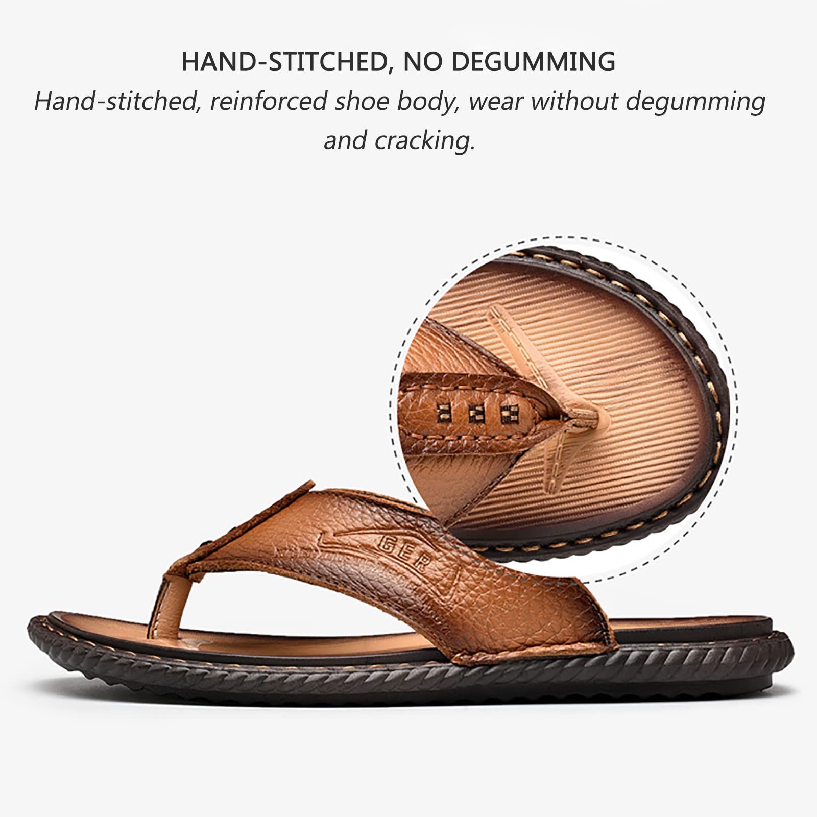 Infradito Cuoio Uomo Estive Ciabatte Sandali Spiaggia Piscina Antiscivolo Gomma Suole(Size:42 EU,Color:Marrone)