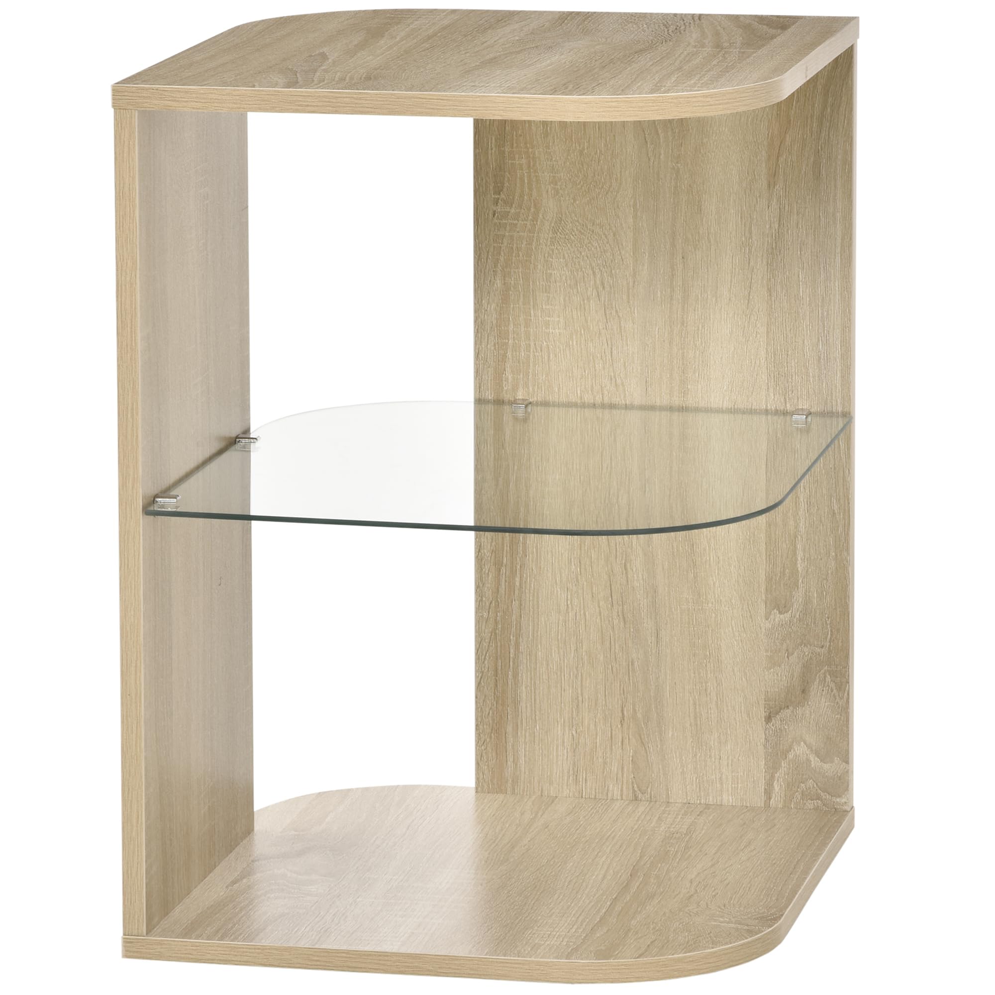 HOMCOM Table d'Appoint Guéridon Design Contemporain Étagère Bois Naturel