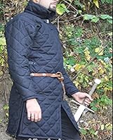 Vista 5 de Medieval Celta Viking Acolchado Armadura Color Negro Gambeson con Mangas Completas