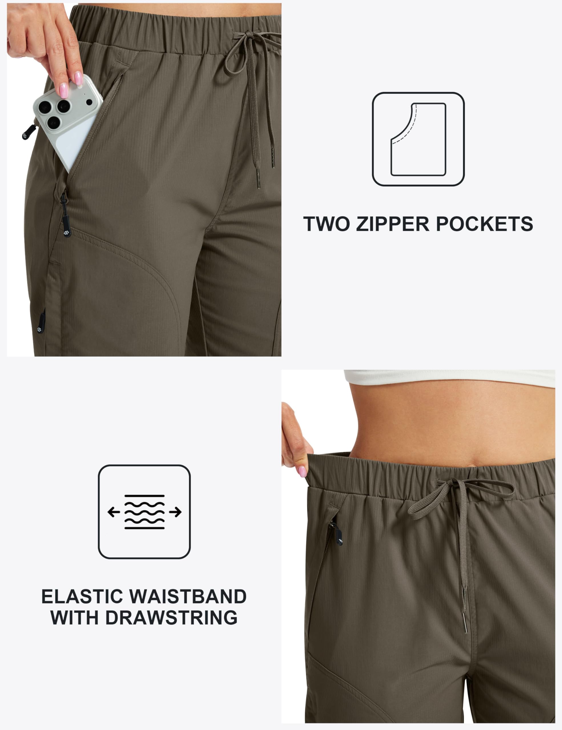 MoFiz Pantalones Cortos de Trekking Mujer Bermudas Secado Rápido 3/4 Pantalones de Senderismo Acampada Marcha Safari Deporte Shorts con 5 Bolsillos