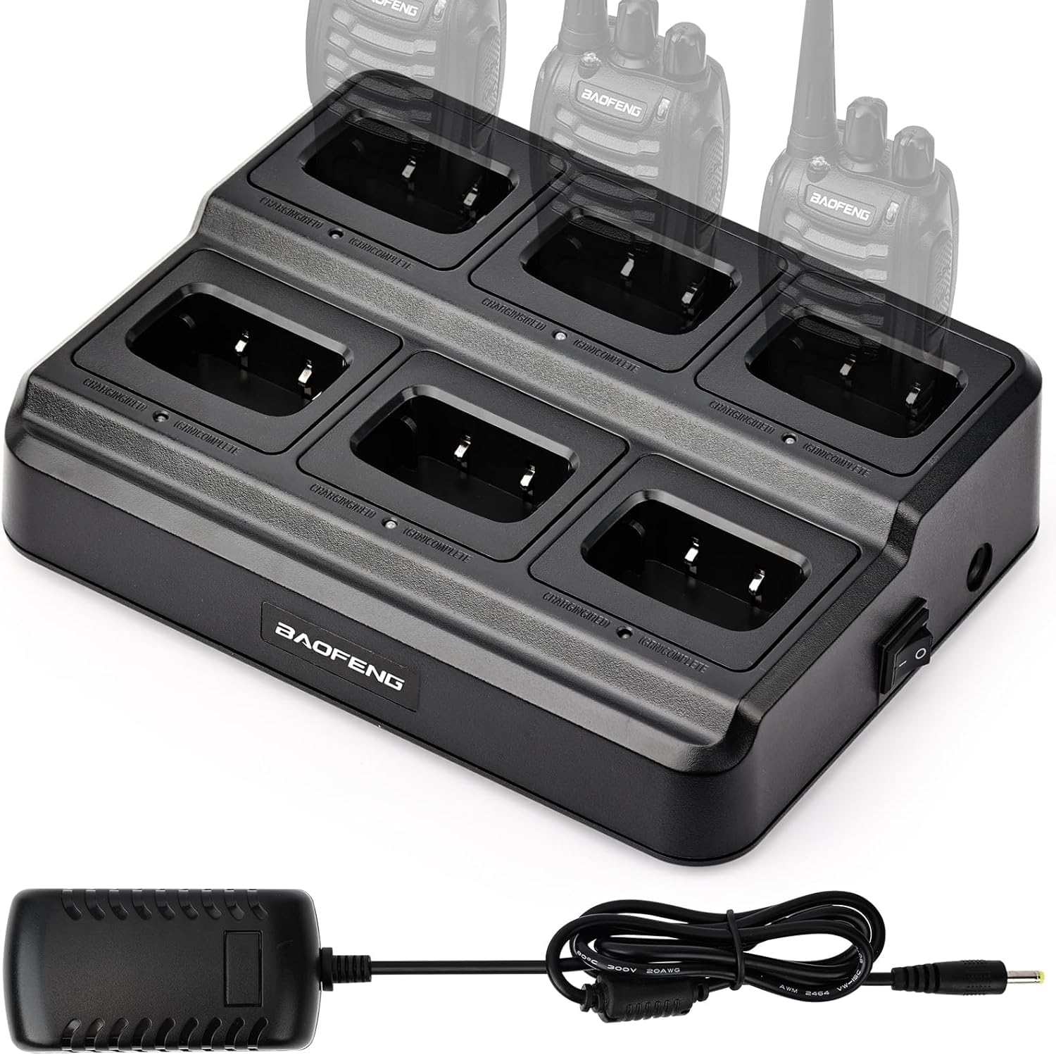 888S Six Way Charger Multi Charging Station for BF-888S, H-777, BF-88ST and 88E Walkie Talkies and Batteries, 1 Pack