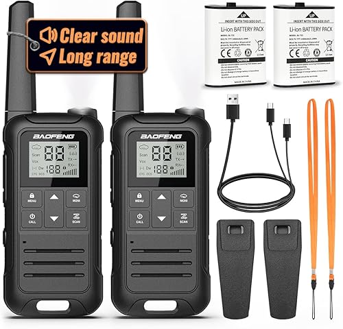 Miniatura 1 de walkie talkies para adultos Baofeng FRS walkie talkie con auricular NOAA alertas meteorológicas de mano Wakey takey recargable con carga USB tipo C