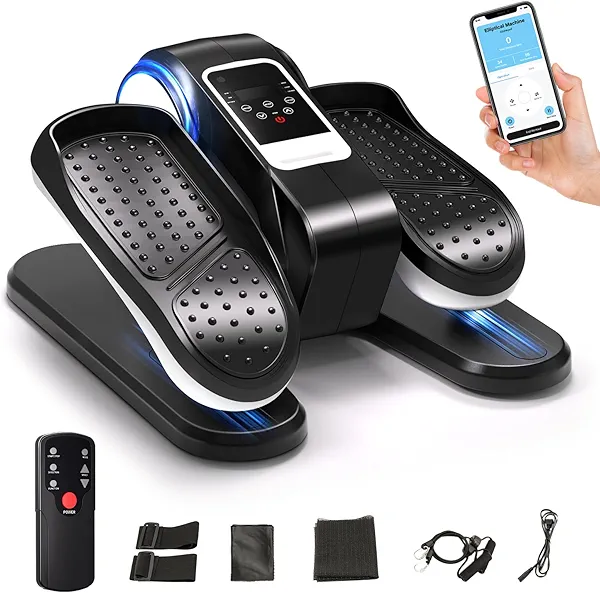 Umitec Under Desk Elliptical Machine with App – Quiet & Portable Electric Pedal Exerciser with Adjustable Speed and LED Display for Home and Office, Seated Ellipse Leg Exerciser Fully Assembled