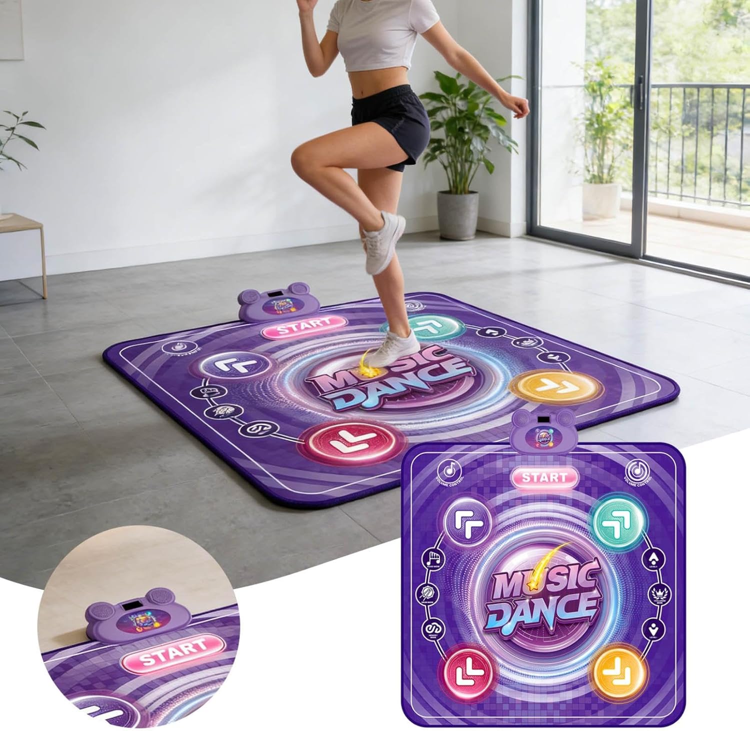 Dance Mat Toys with Light & Music for Kids, Children Mat with Light-up 4-Button Wireless Bluetooth, Dancing Pad Toy with 5 Game Modes, Toys Gifts for 8-12 Year Old Girls (Purple)