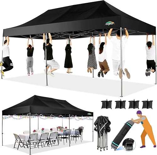 COBIZI Tienda de campaña desplegable resistente de 10 x 20 pies con 6 paredes laterales, toldo comercial al aire libre, tiendas de campaña para