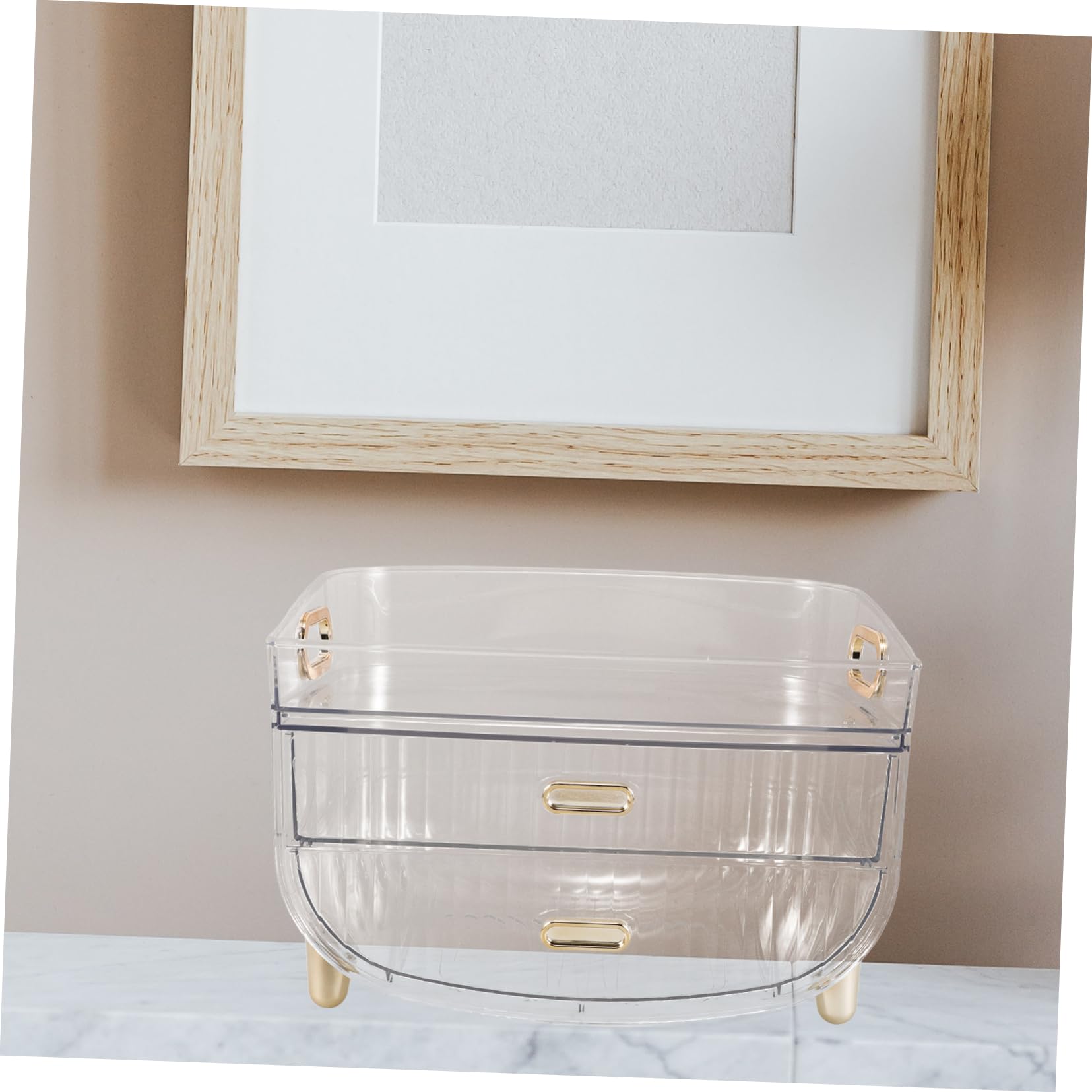Healvian Organizer per Trucchi da Banco in Plastica, 3 Livelli con Cassetto, Capienza Grande, per Skincare e Gioielli, Facile da Pulire