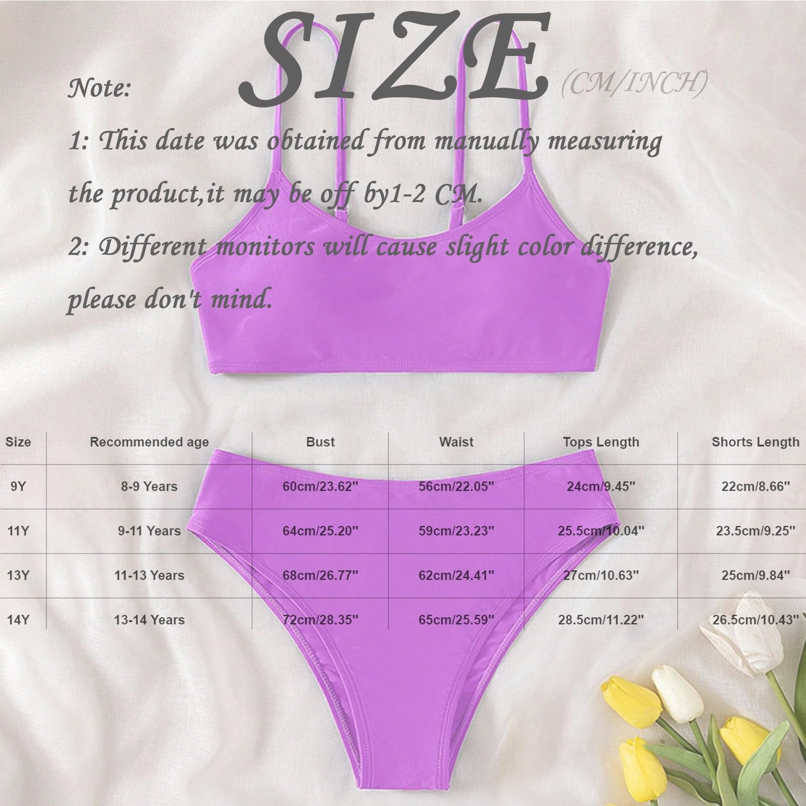 Costumi da Bagno Ragazze 2 Pezzi Tankini Top Estivo Bikini Set con Gonna Tinta Unita Costumi Mare Piscina Spiaggia Swimsuit da Asciugatura Rapida per Bambina 8-14 Anni