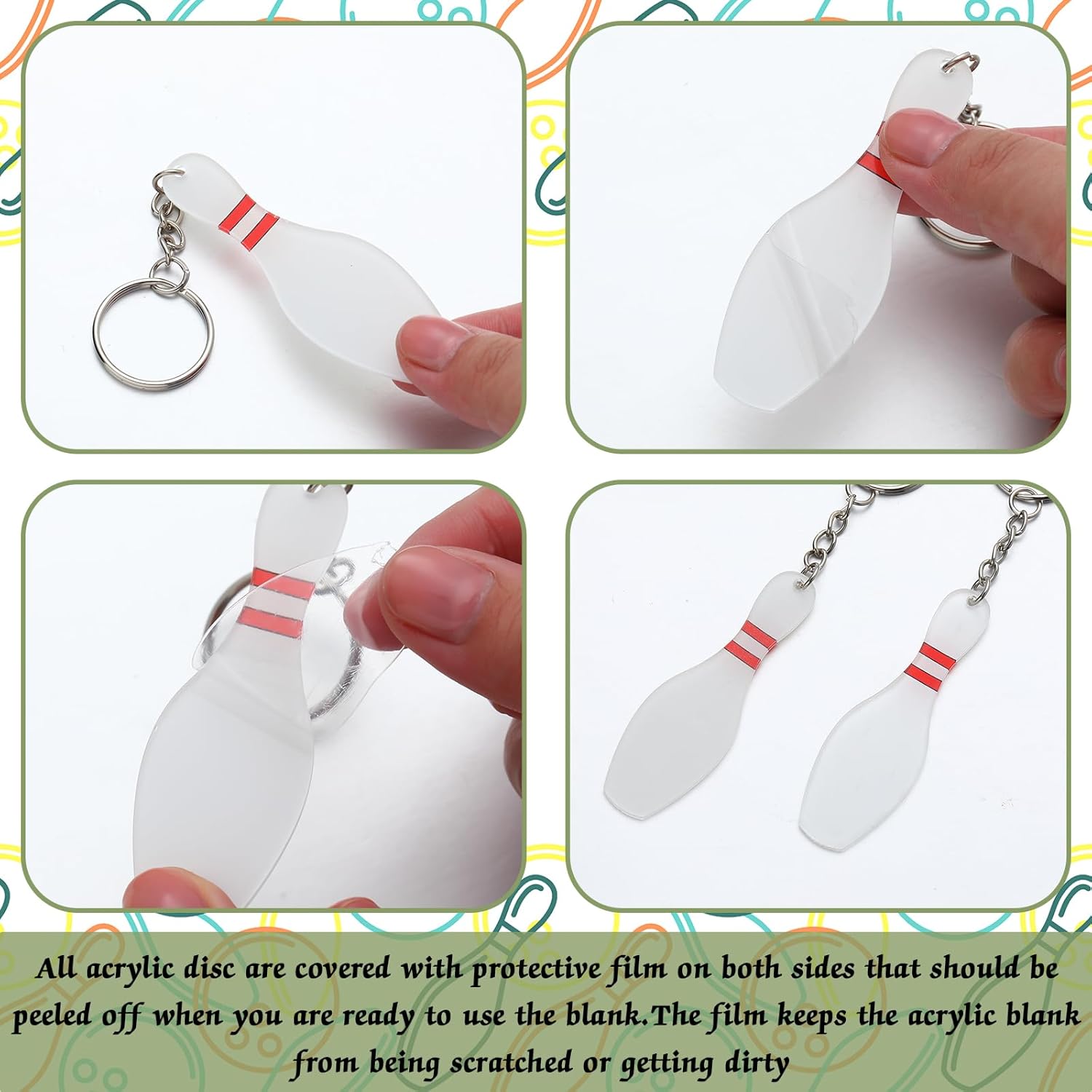 Acrylic Bowling Pin Keychains Bowling Party Favors Carnival Reward Gifts Party Bag Gift Fillers Sports Souvenir with Marker for DIY Writing - Image 4
