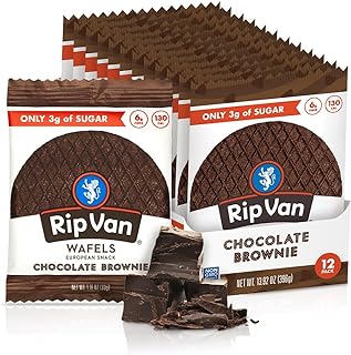 Rip Van Wafels Chocolate Brownie Stroopwafels - Healthy Snacks - Non GMO Snack - Keto Friendly - Office Snacks - Low Sugar (3g) - Low Calorie Snack - 1.16 Ounce (Pack of 12)