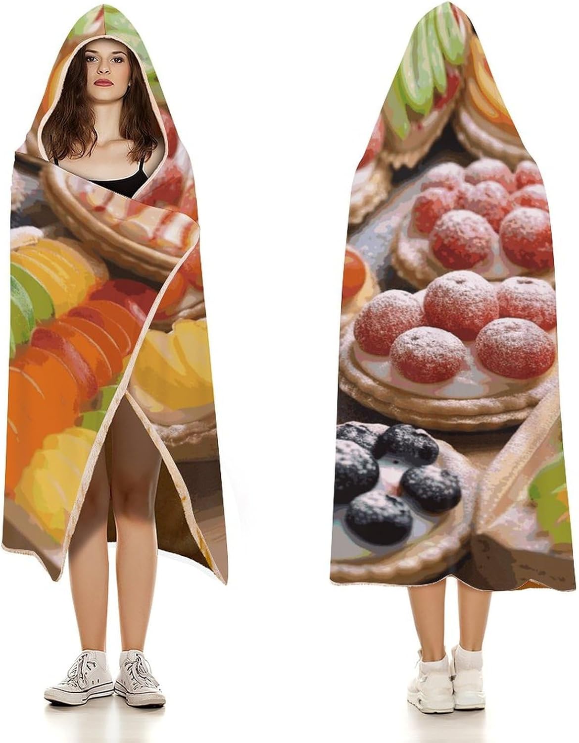 Fresh Sweet Tarts Hooded Blanket Cozy And Functional,Wearable Blanket Hoodie for Women Men,Blanket Poncho Presents40 x50