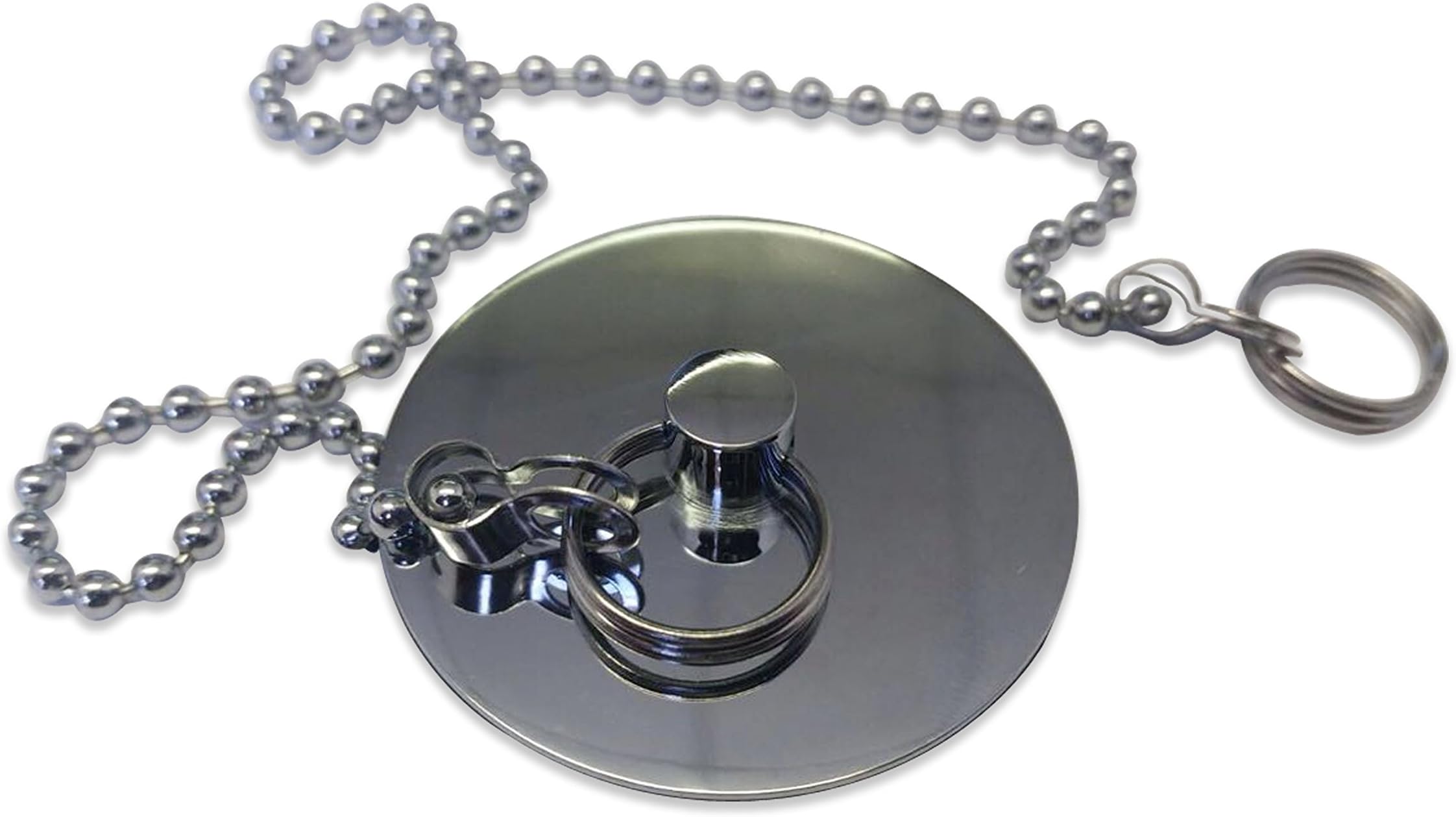 Sixovus Bath Plug 1 3/4" (45mm) Chrome Sink Stopper/Plugs With Chain Fits Most Sinks and Bath Tubs