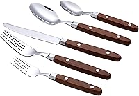 Vista 3 de ANNOVA - Juego de cubiertos de acero inoxidable, mango de color, con remaches, estilo retro