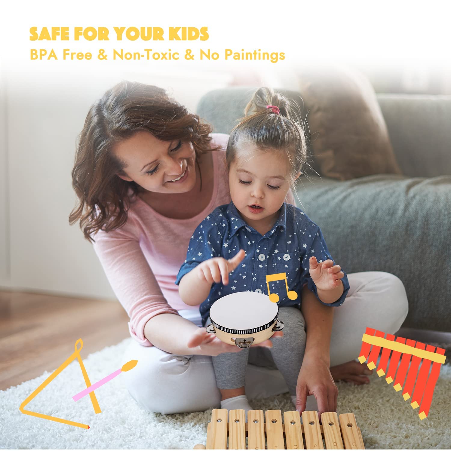 Kidoodler Toddler Musical Instruments with Xylophone & 8 Nursery Rhymes