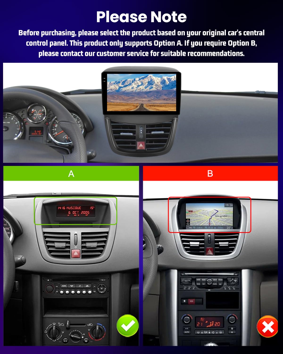 NHOPEEW 4+128G Android Autoradio per Peugeot 207 2006-2015 con Wireless Carplay e Android Auto - Schermo incell da 9 pollici Supporto WiFi GPS Comandi al volante + Telecamera di retromarcia, Canbus