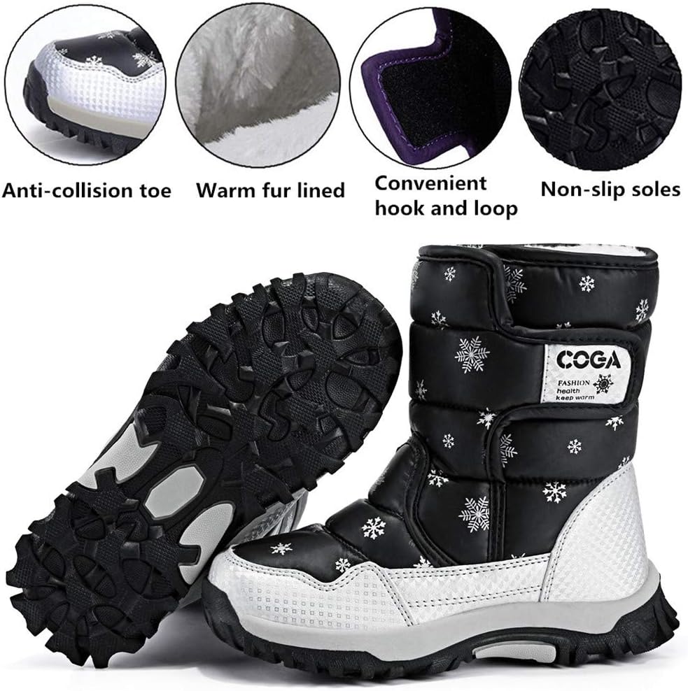 DADAWEN Girls Boys Snow Boots Winter Outdoor Waterproof Slip Resistant Cold Weather Shoes (Toddler/Little Kid/Big Kid)