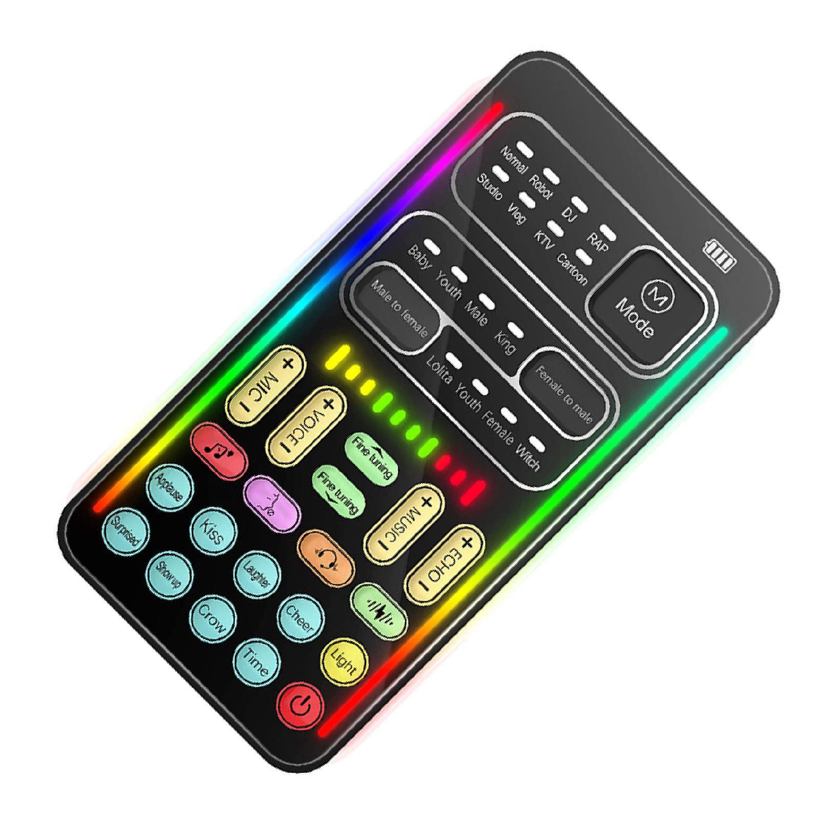 Cambiador de Voz Portátil, Tarjeta de Sonido en Vivo con 8 Cambios de Voz, Tablero de Sonido con Luces LED Frías, Disfraz de Voz, Modulador para PS4 para PS5 para Xbox One para