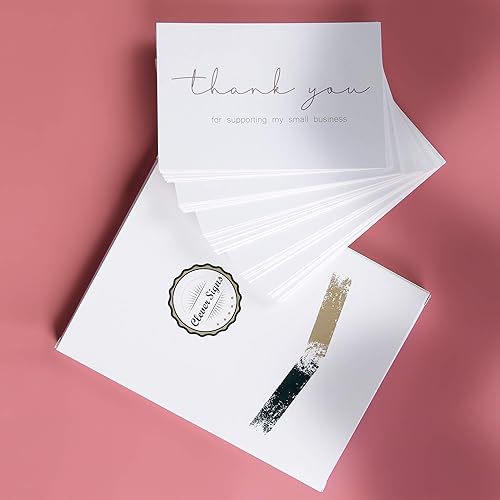 Miniatura 9 de CLEVER SIGNS 200 tarjetas de agradecimiento por apoyar mis pequeñas empresas, diseño elegante y profesional, 2 x 3.5 pulgadas, recomendadas para