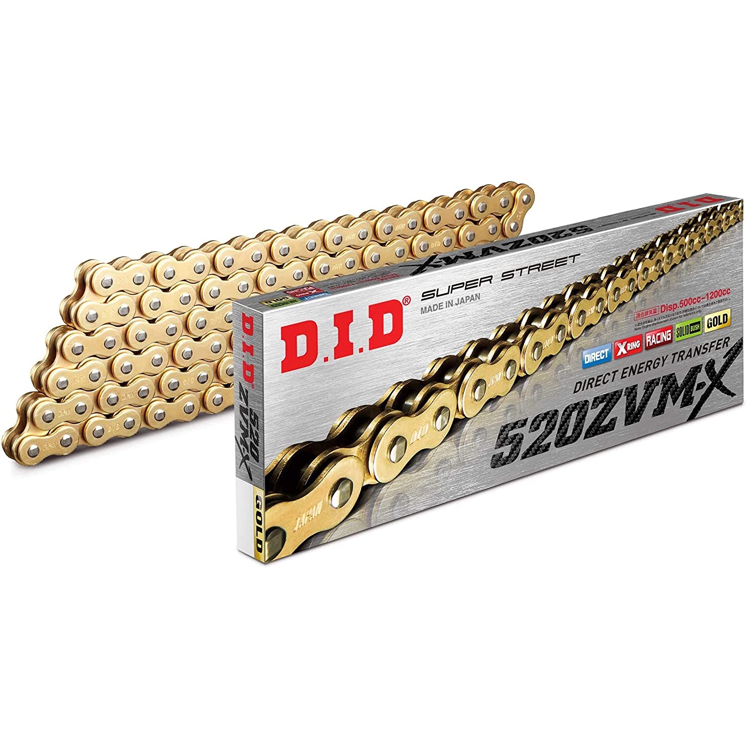 CATENA DID 520ZVM-X (Gold & Gold) - Lunghezza: 94 maglie con giunto a rivetto (ZJ)