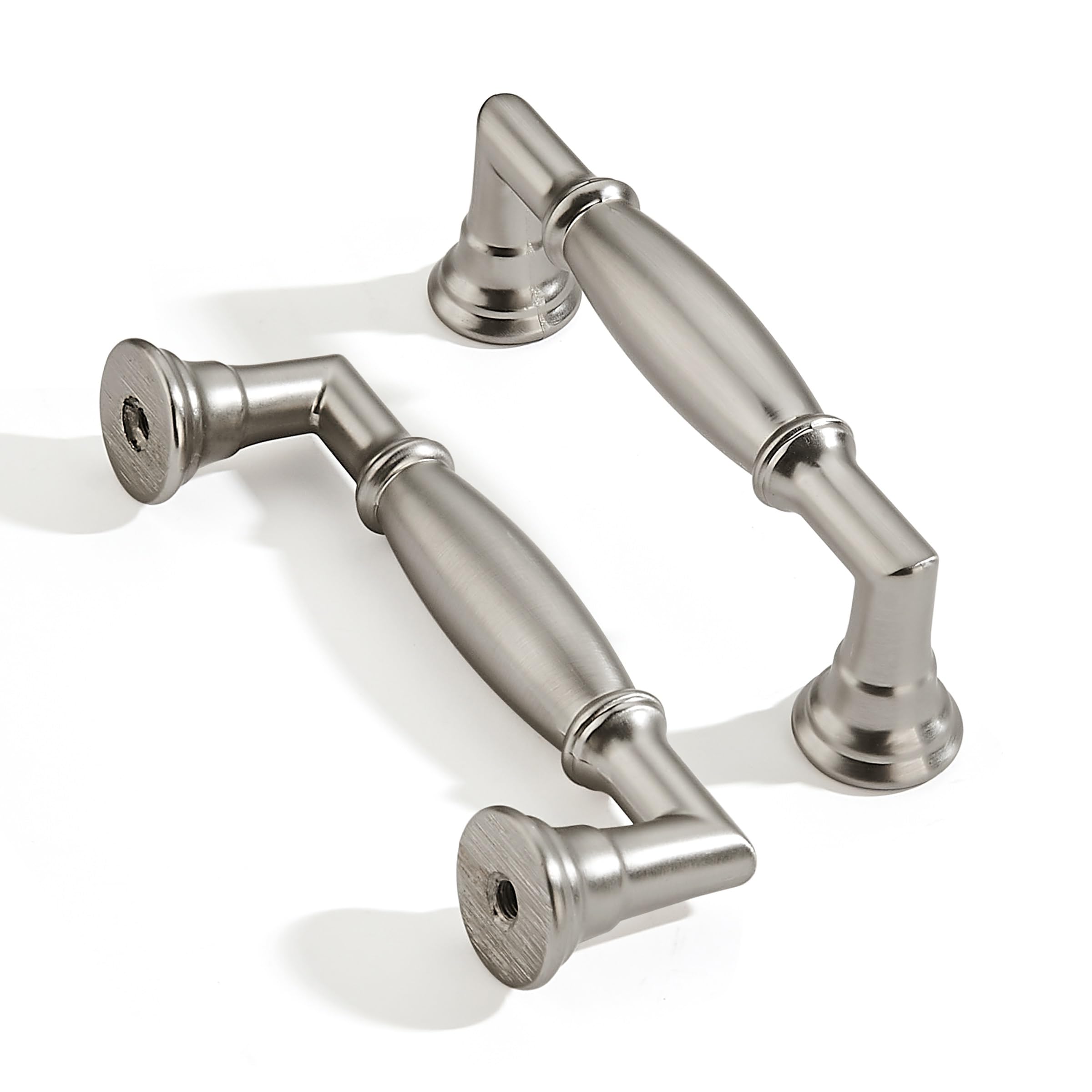 ZAUYX 10 Pack 3-1/2 Inch Hole Center Brushed Satin Nickel Cabinet pulls Solid Heavy Duty Cabinet Pull Cabinet Handles Kitchen Cabinet Hardware Vanity
