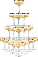 Vista 10 de Paquete de 20 Copas de Champán de Plástico, Copas de Champán de 7oz de Torre de Champán de Plástico Indestructible, Copas de Cóctel de Acrílico