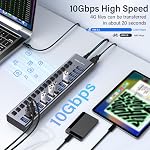 Powered USB 3.2 Hub, ACASIS 16 Ports USB 3.2 Hub with 10Gbps Data Speed,Aluminum Housing, USB Hub Powered with 96W Power Adapter, USB Hub for PC/Laptop, Computer, Flash Drive, Printer, Camera