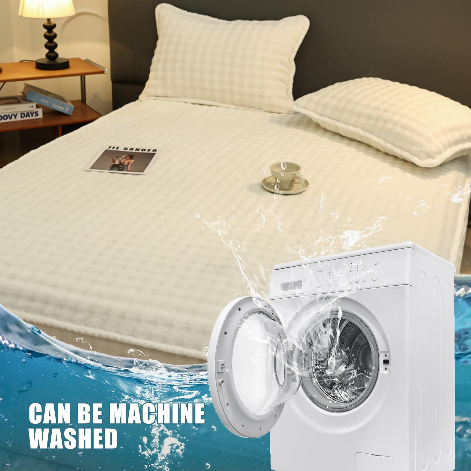 Luxury Mattress Covers Thicken Velvet Mattress Protector Queen Size Fitted Sheet Twin Bed Non-Slip Protector with 10In Deep Pocket Mattress Pad with Elastic Band,Gray,1.2x2M(Full)