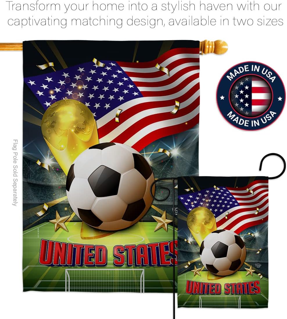 FIFA World Cup United States Banner Room Wall Art Flag Poles For Outside House Patio Porch Lawn Garden Stand Tapestry Yard Signs Team Qatar Trophy Soccer Game Football Gifts Made In USA