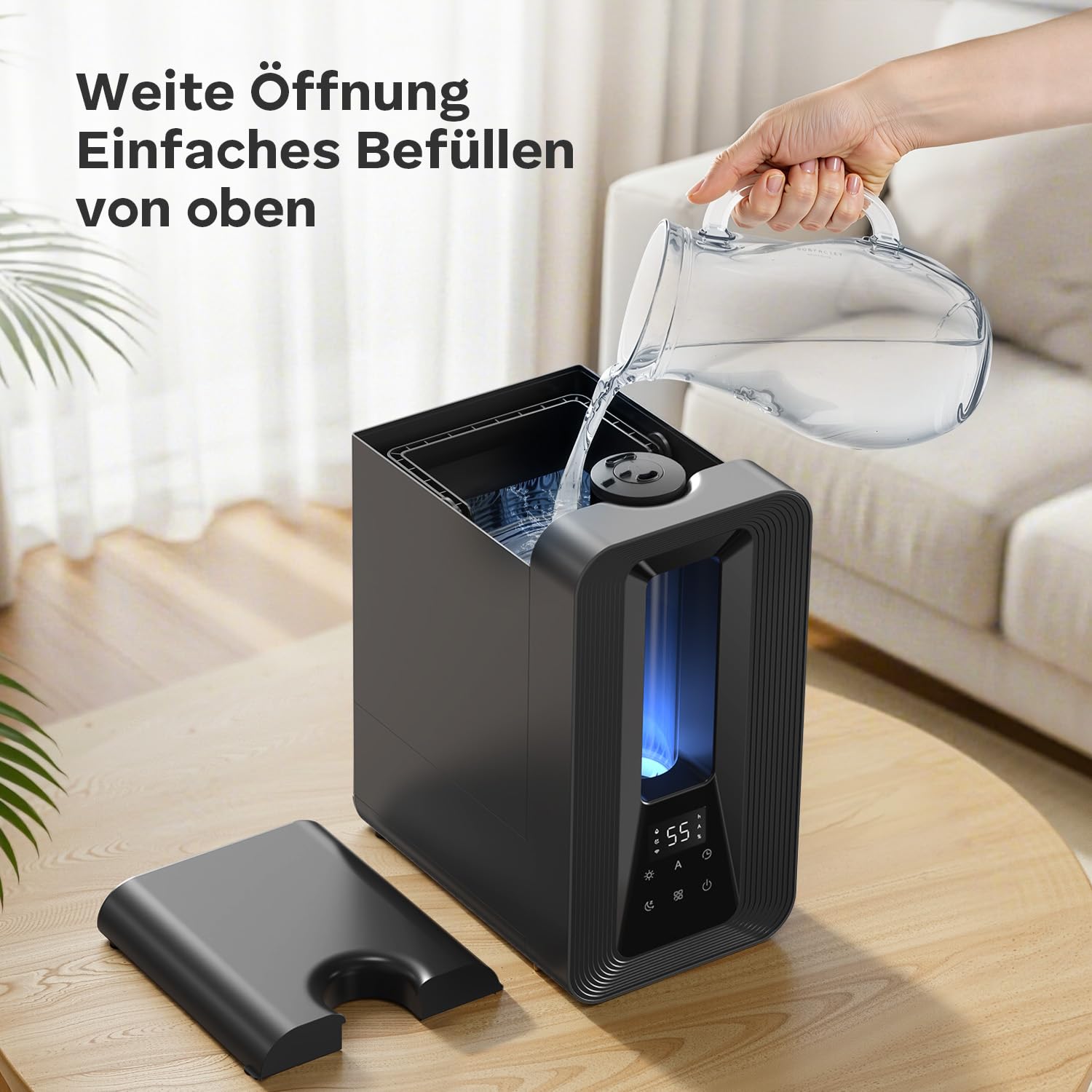 AROEVE 5L Top Fill Luftbefeuchter, Ultraschall Kühle Nebel Humidifier mit Aroma Diffuser, Smart Hygrostat, Nachtlicht, 50H/25dB Leise Raumluftbefeuchter