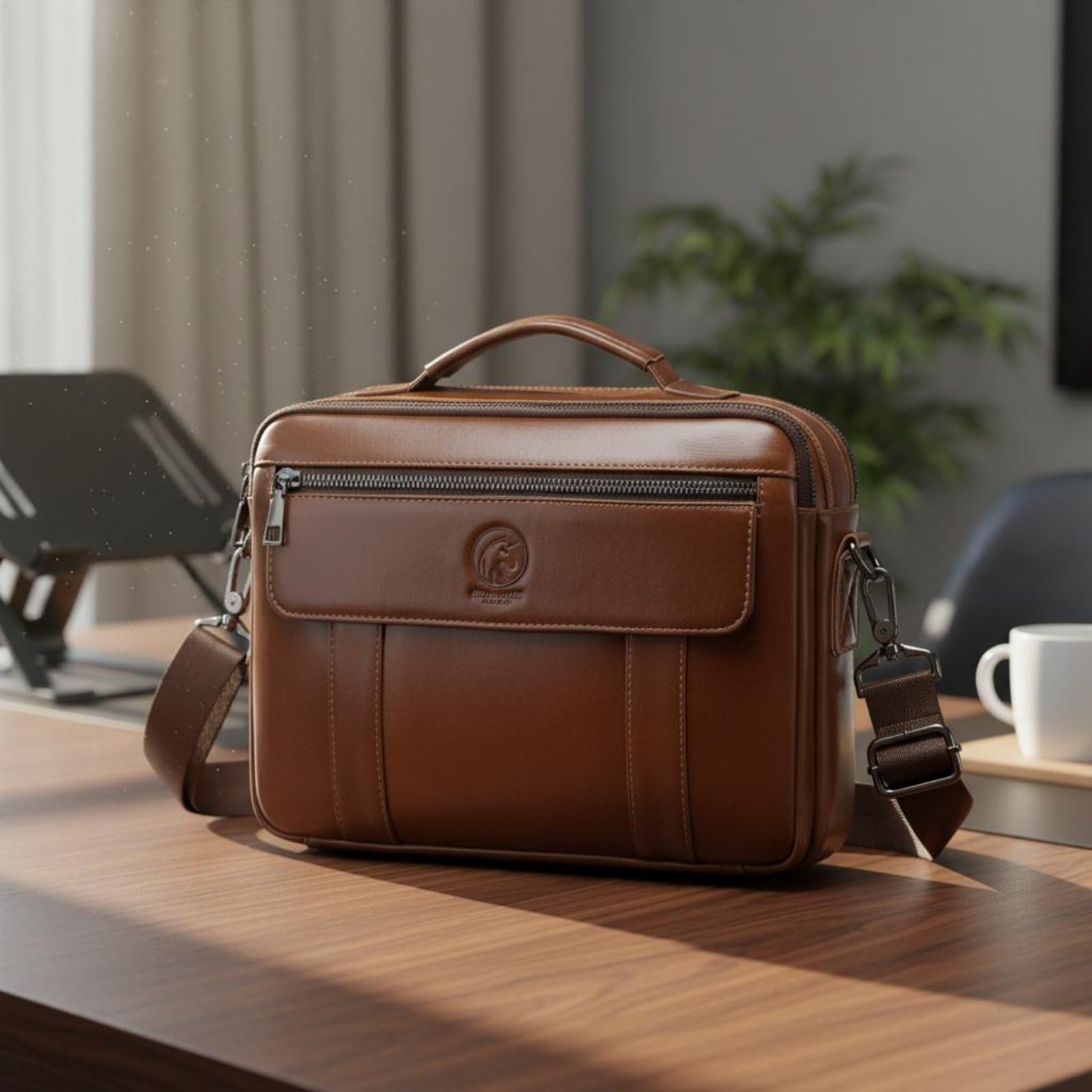 Borsa Porta PC Laptop Cartella Lavoro Valigetta Ufficio in Pelle Scomparti Multipli Tracolla Regolabile E Manico Robusto Adatta a Professionisti Pendolarismo Viaggi d'Affari Uso Quotidiano