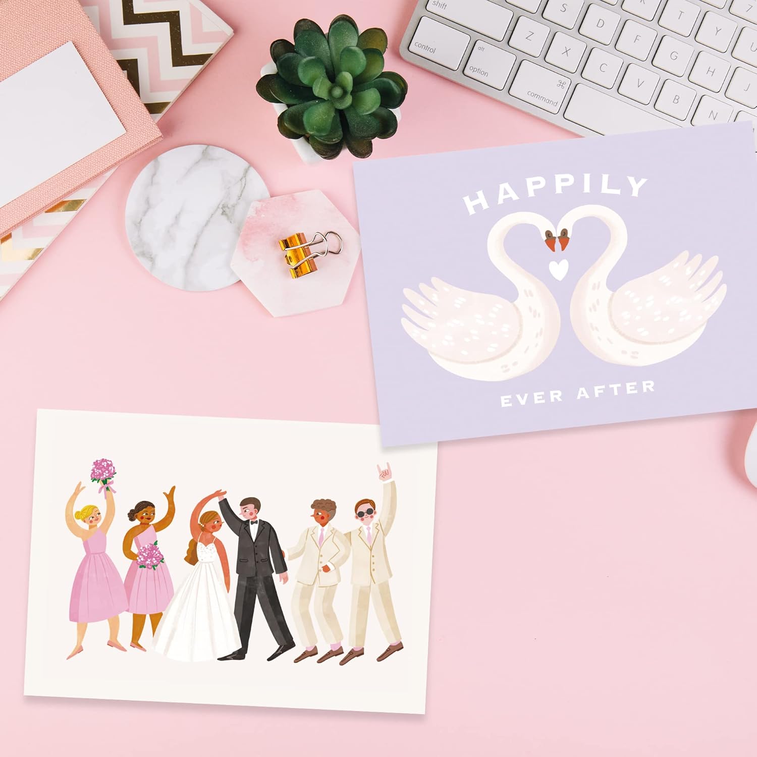 Wedding Cards for the Bride and Groom with Envelopes 5”x7”, Pack of 10 Assorted Cards, Blank Notes for Wedding Congratulations Card Bridal Showers Engagement Parties, Chic Designs with Real Gold Foil - Image 3