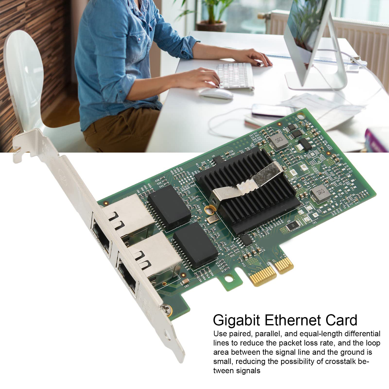 PCI e Gigabit Nic Dual Port, Chipset 82575Eb 1000 MBps, Design Del Circuito Buona Dissipazione Termica Compatibile con Windows PCI e X4, X8, X16