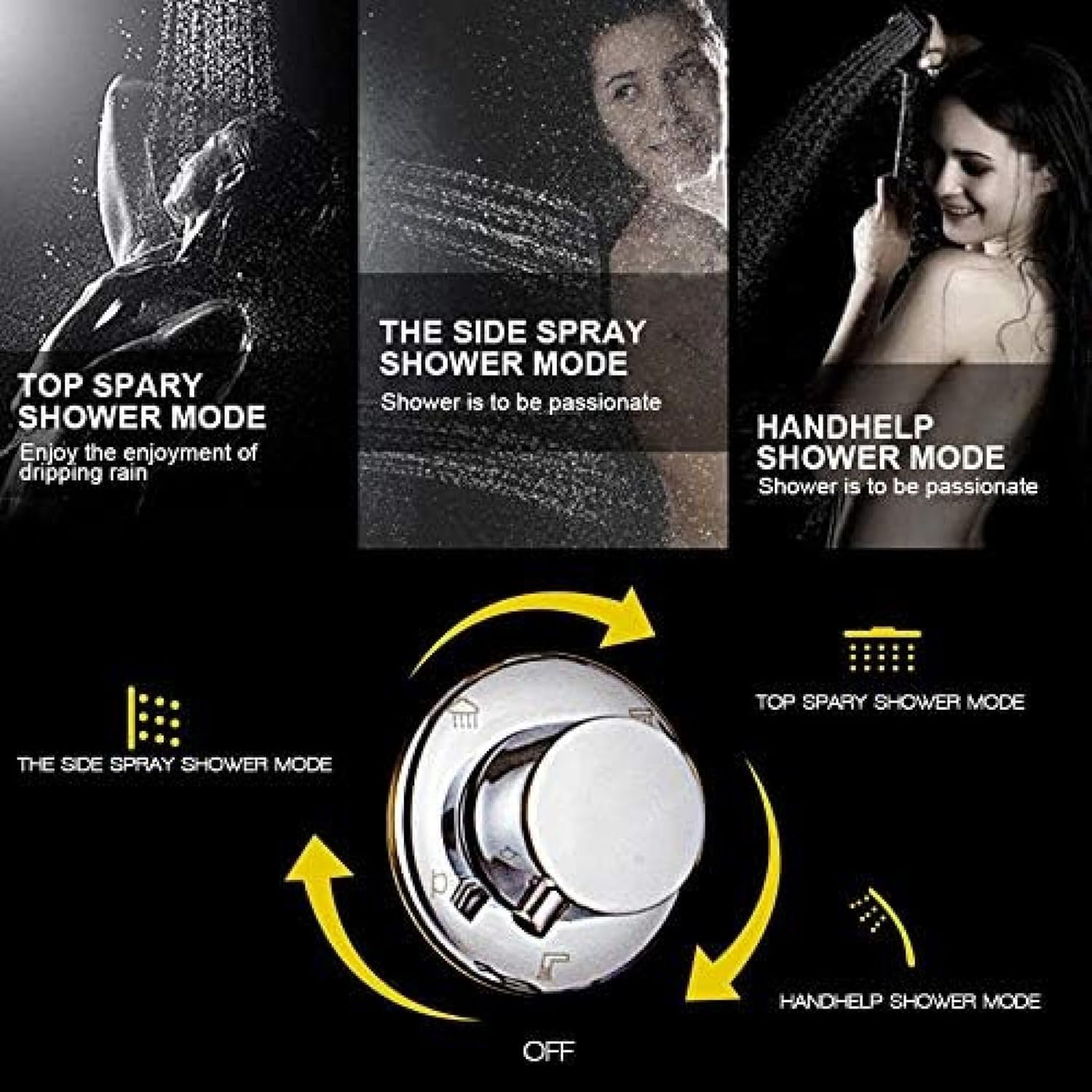 Rainfall Shower Panel Tower Stainless Steel Multi-Function Shower Panel Suit with Body Massage Jets Tub Resort