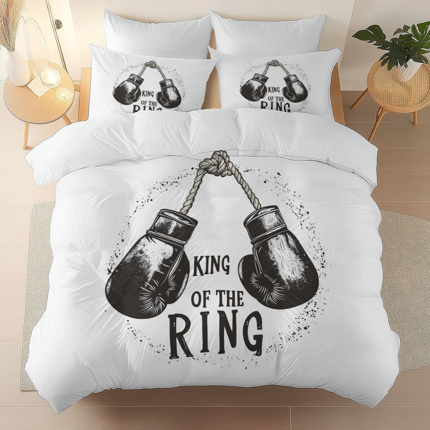 Housse de couette blanche gants de boxe anti-transpiration douce et facile à laver