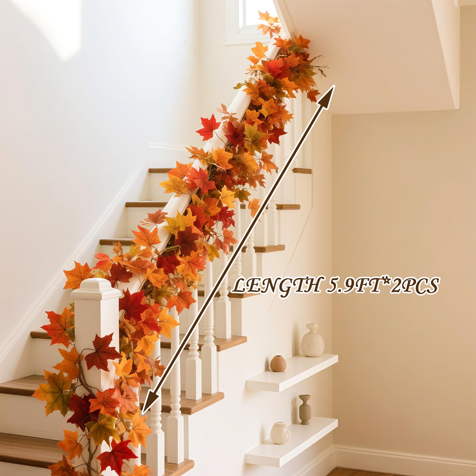 Guirlande De Feuilles D'érable Artificielles De 175 Cm En